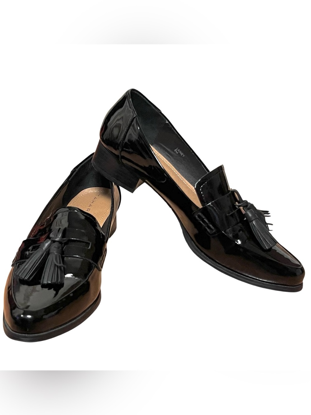 Tahari Patent Leather Lainey Penny Loafers Tassel — Size 8